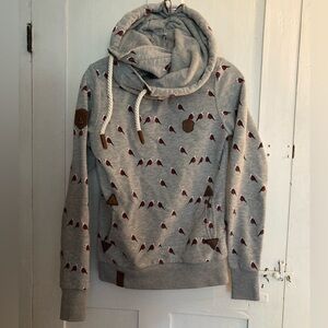 Naketano Bird Print Cowl Neck Hoodie